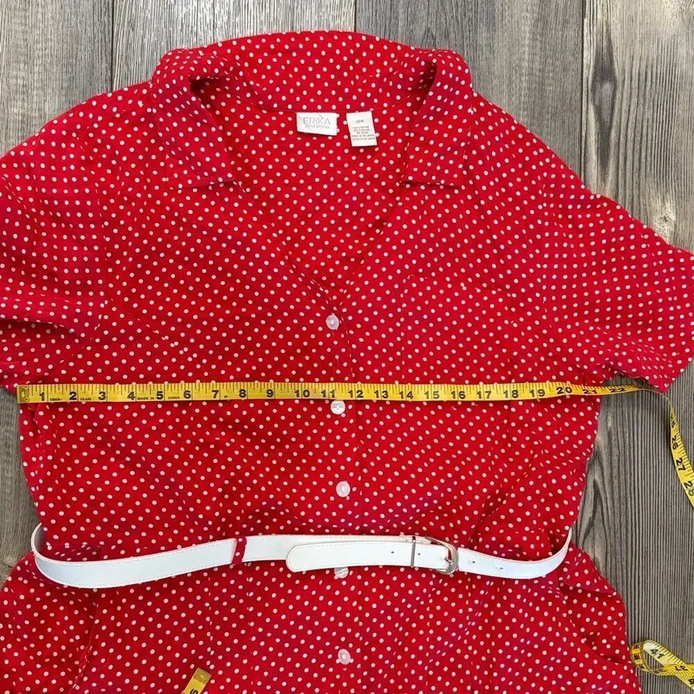 Erika Red Polka Dot Button Down Dress - Picture 5 of 12
